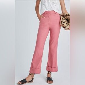 ANTHROPOLOGIE Aleja Trousers Pants Semi-Cropped Pink Rose $128 Size 10